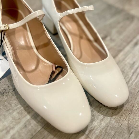 ZARA Off-White Block Heel Mary Janes NWT - Picture 5 of 14